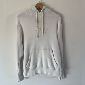 Stussy X Champion White Script Logo Tonal Embroidery Pullover Hoodie Sweatshirt